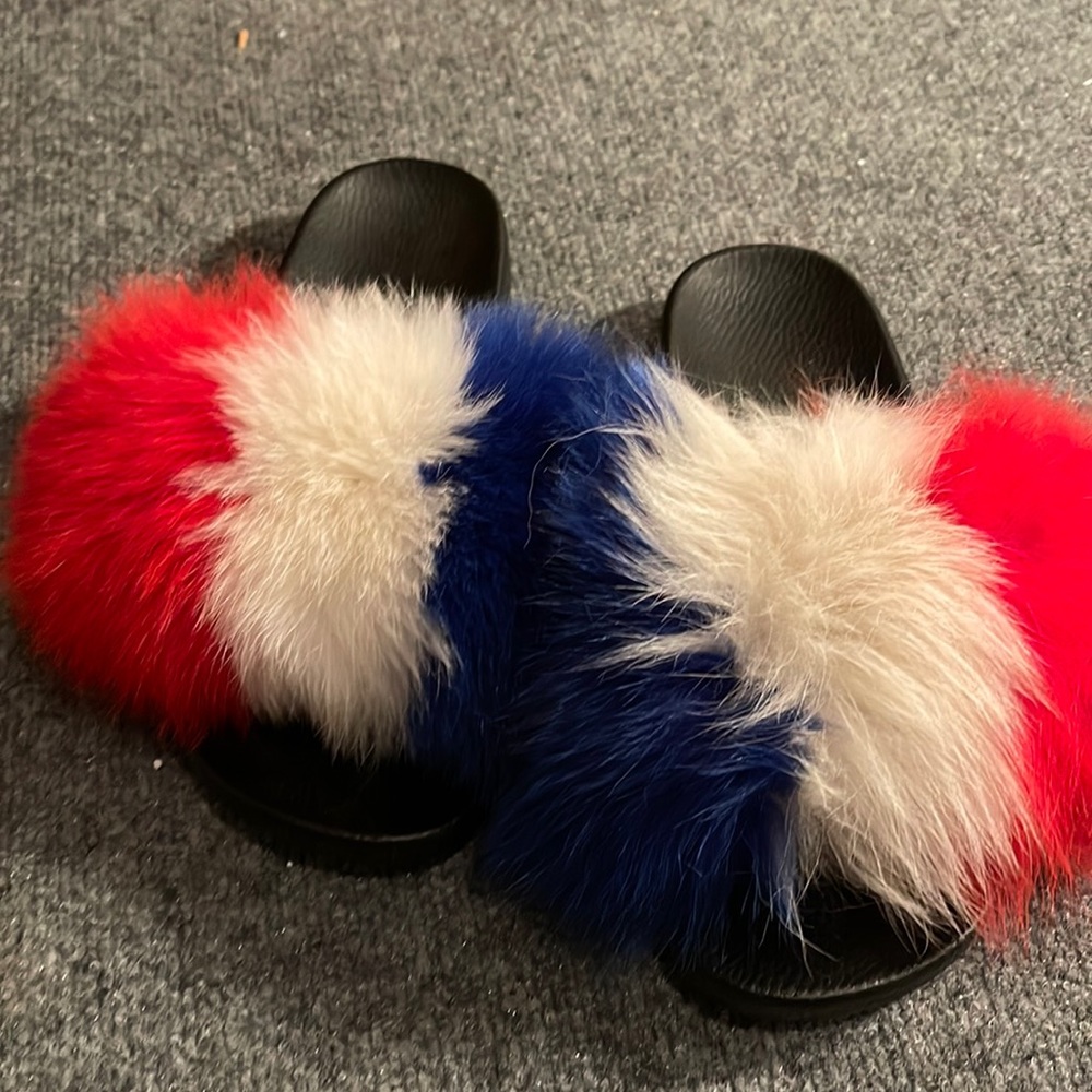 Fuzzy slide red white blue